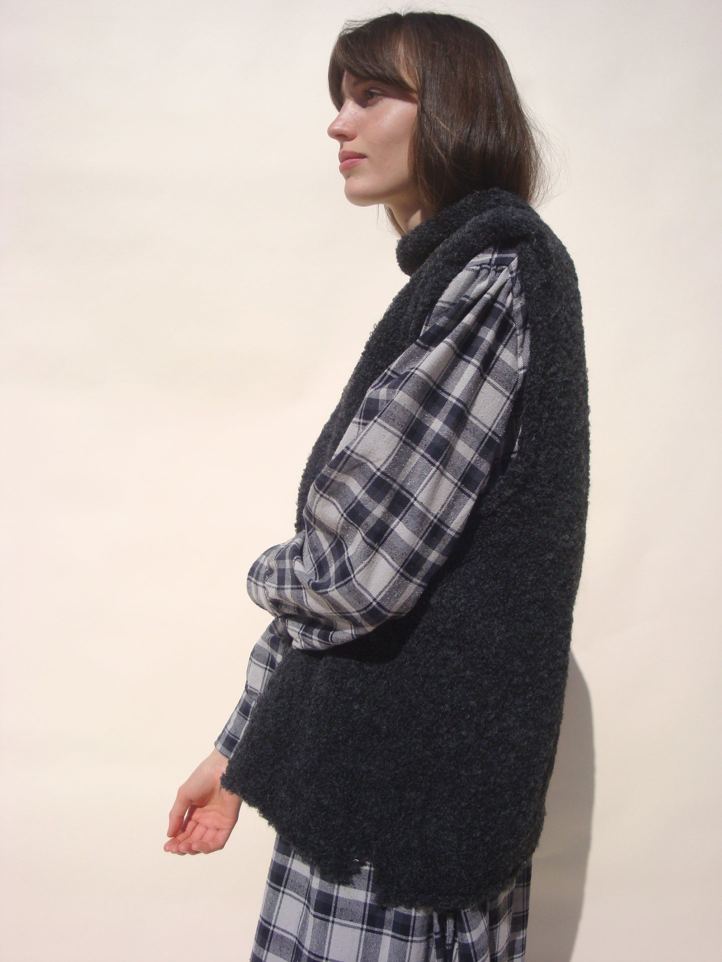 Bea Mock Neck Vest - Charcoal