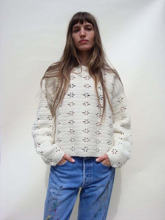 Lea Crochet Crew - Snow
