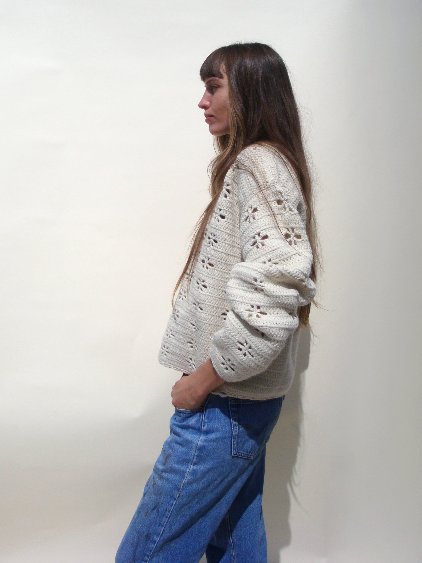 Lea Crochet Crew - Snow