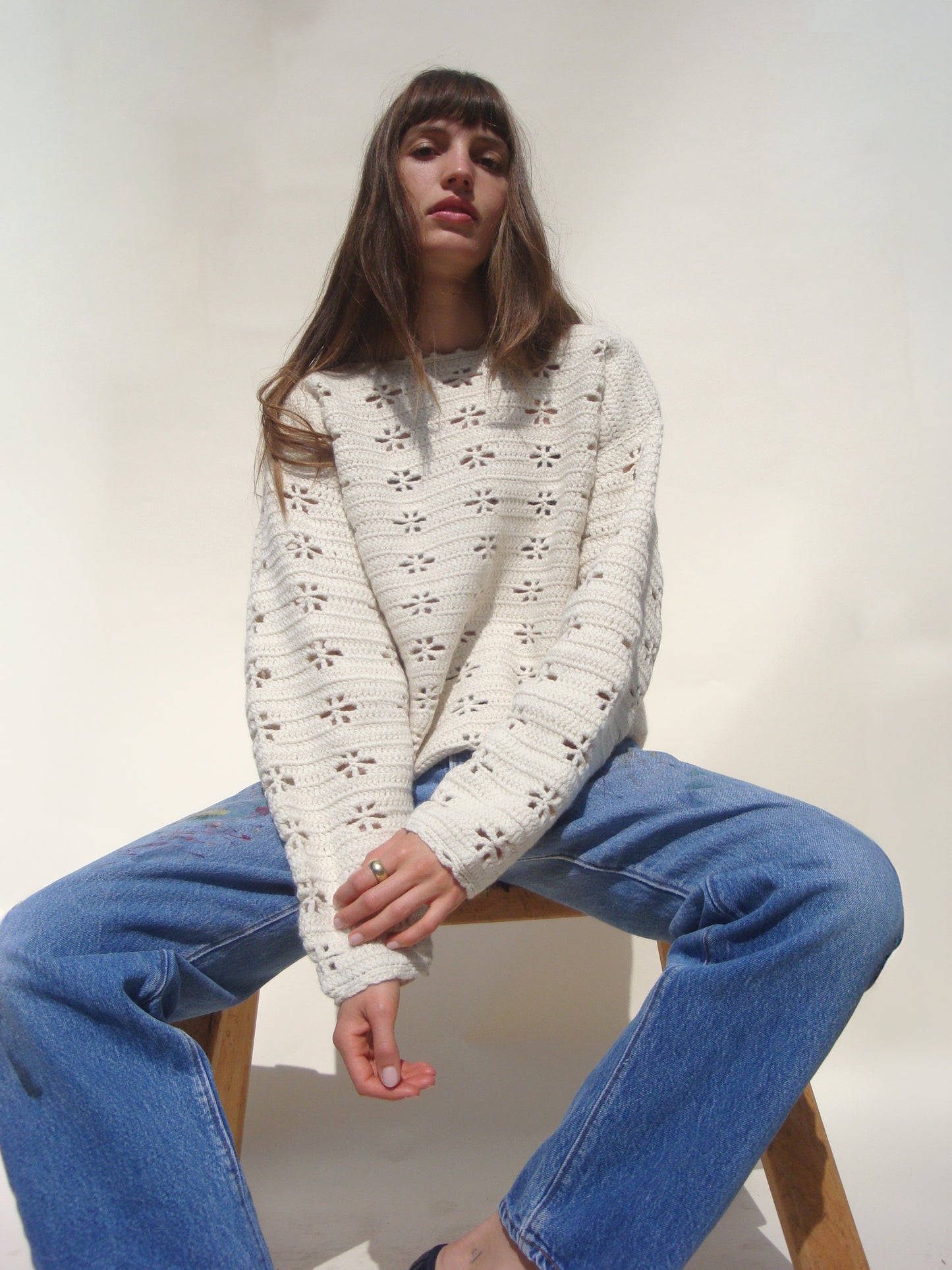 Lea Crochet Crew - Snow