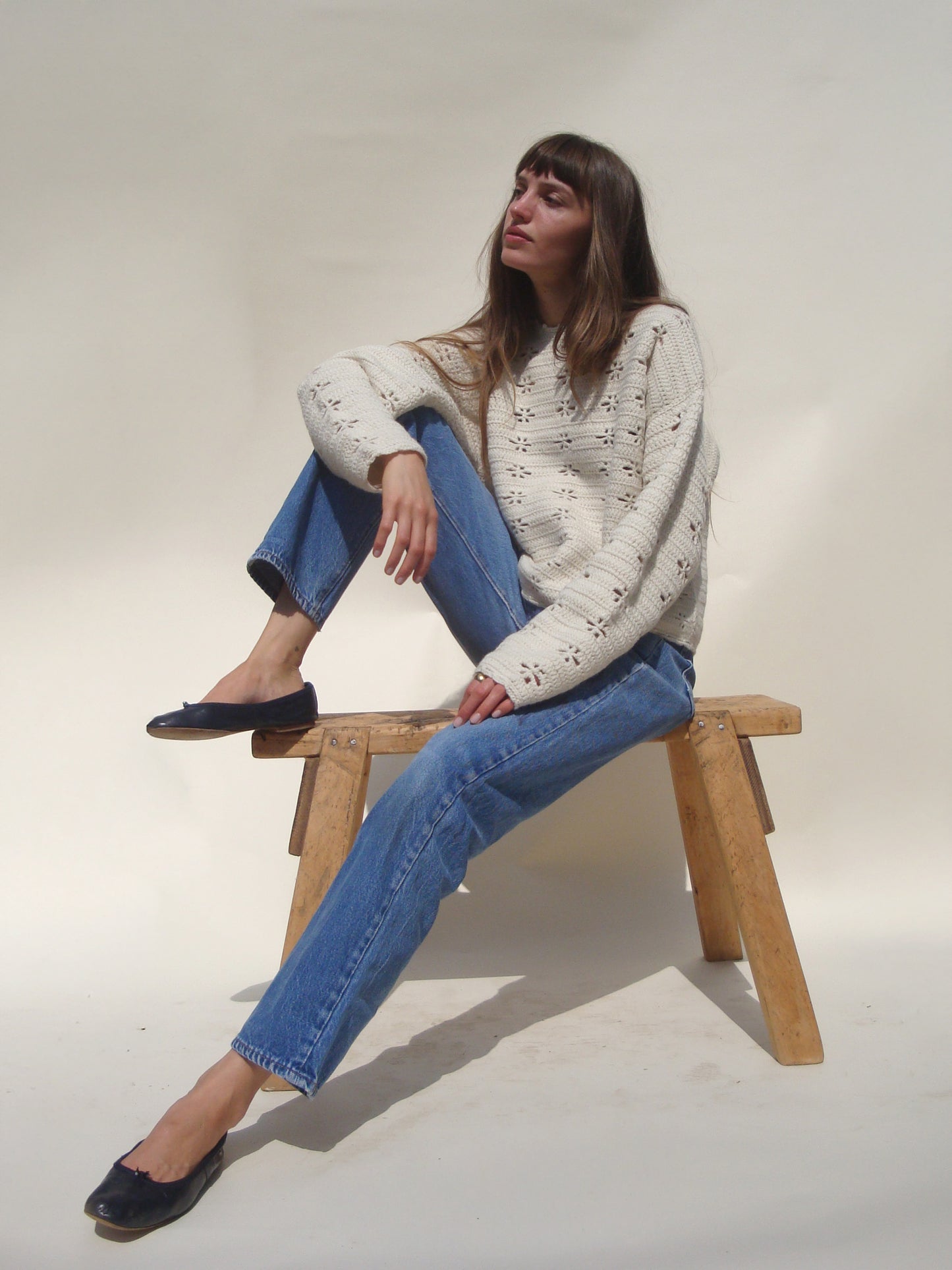 Lea Crochet Crew - Snow