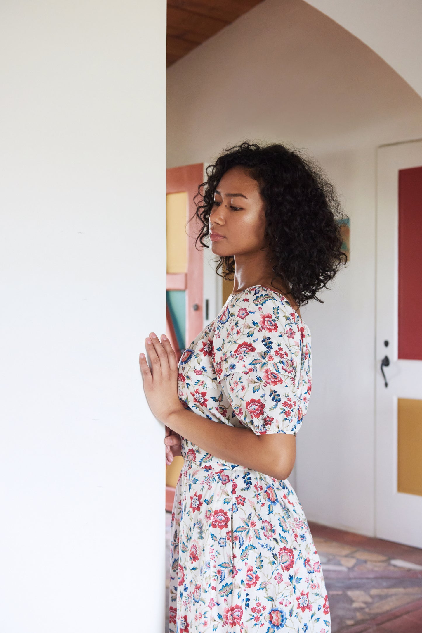 Jo Gather Dress - Perennial Floral