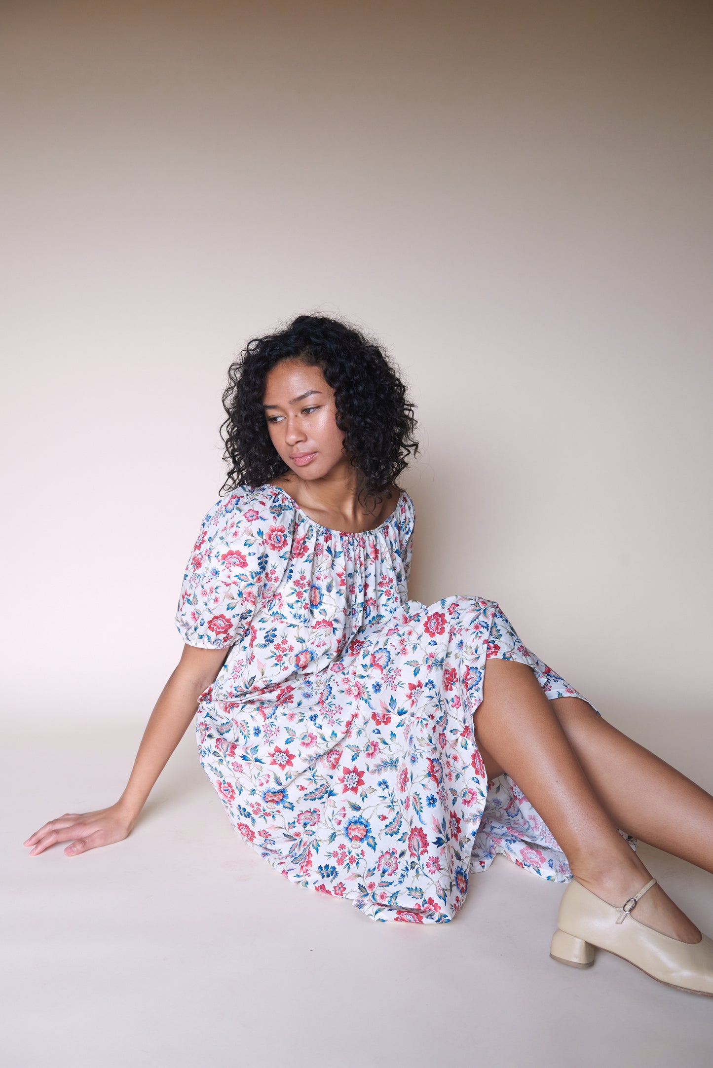Jo Gather Dress - Perennial Floral