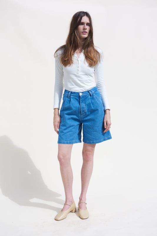 Thea Short - Denim Saddle Wash