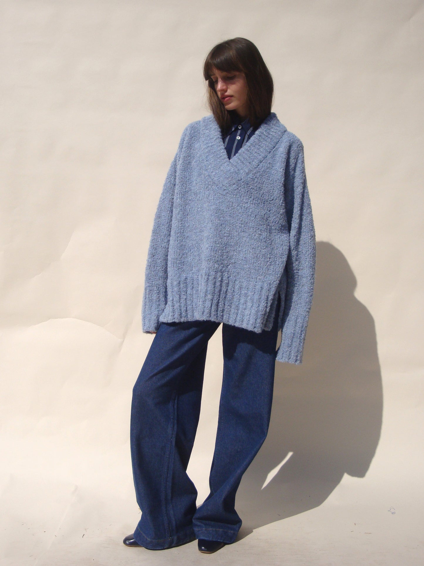 Misha V Neck Sweater - Powder Blue