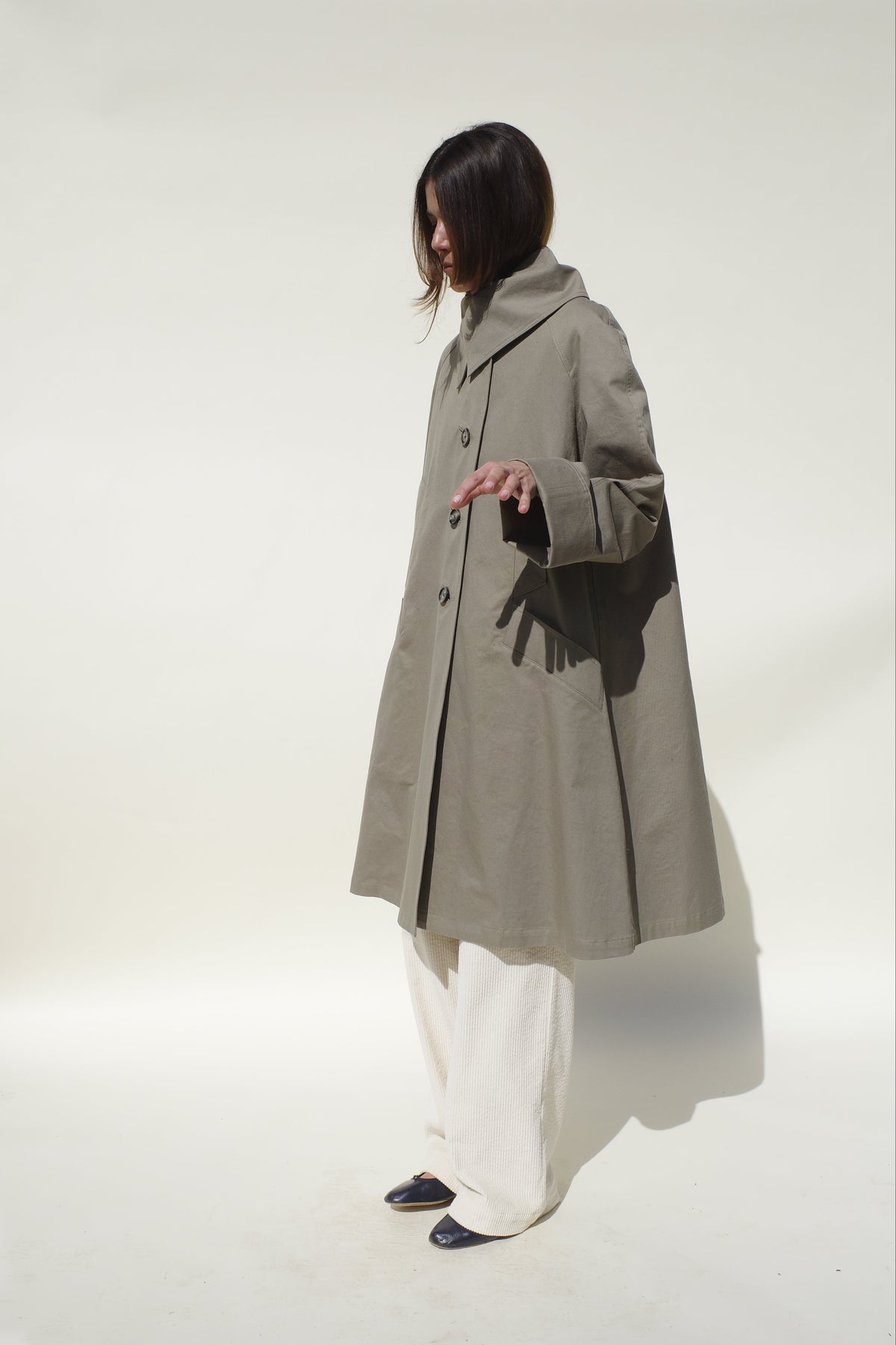 Beatrice Swing Jacket - Taupe Nep Twill