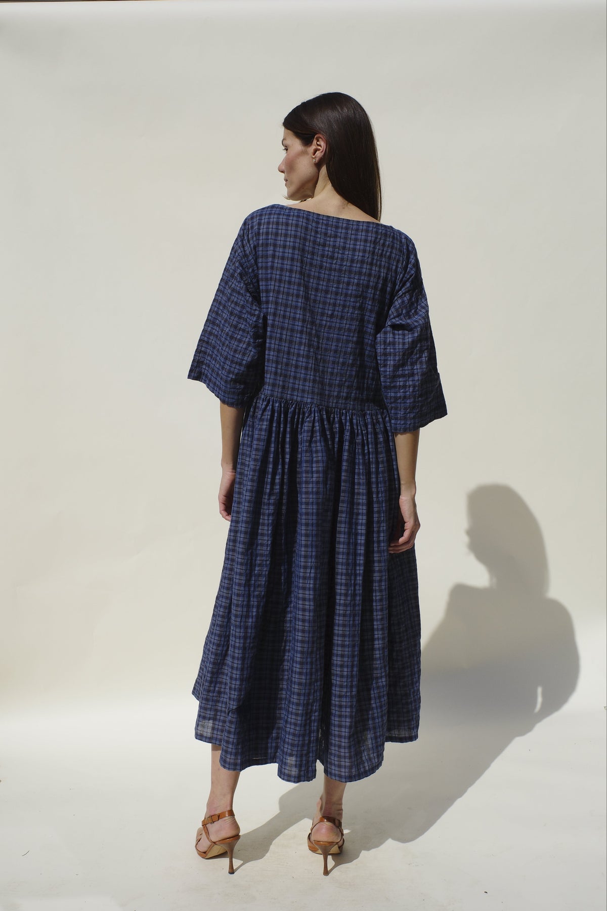 Evie Dress - Marine Check