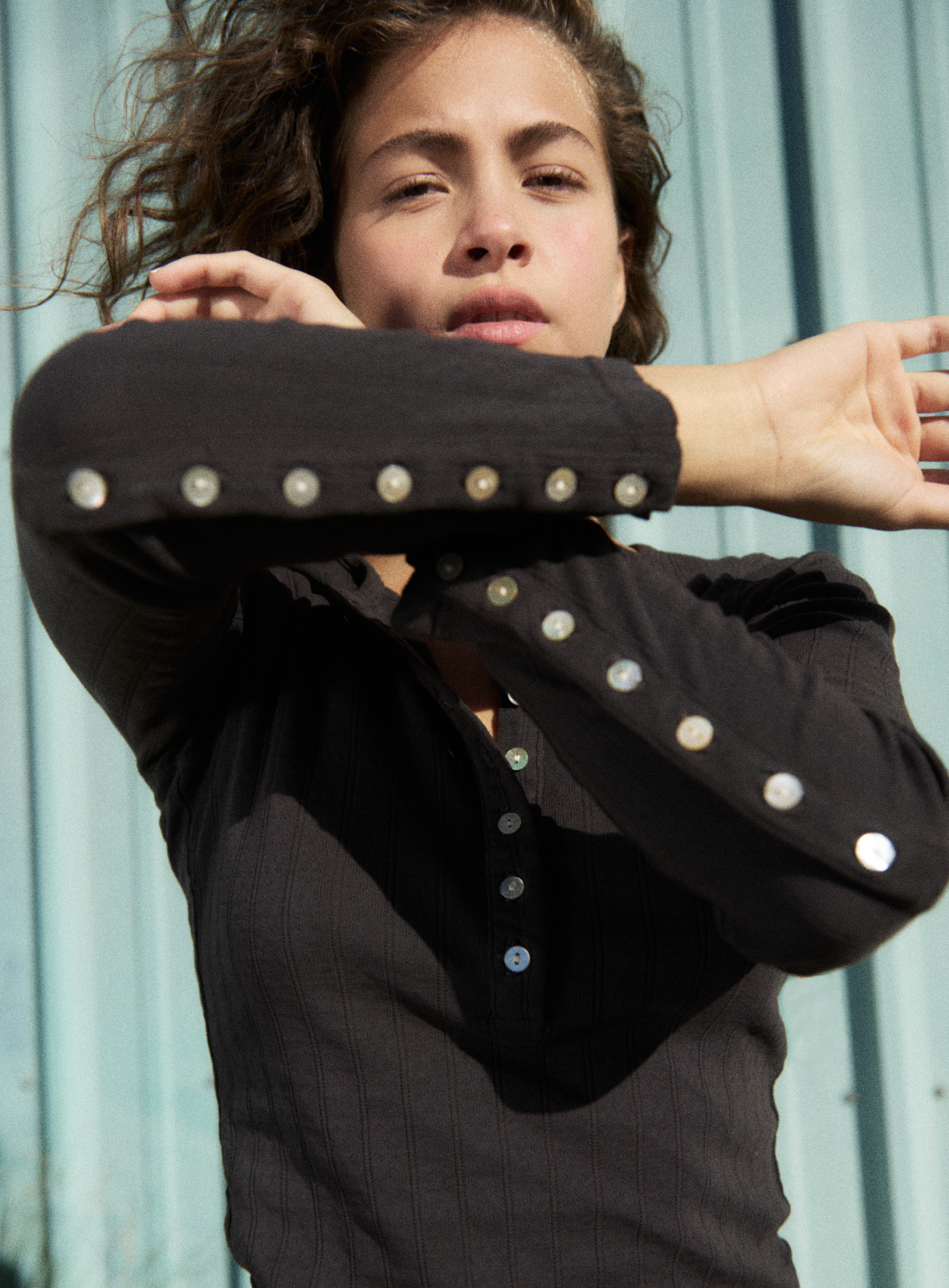 Henley Tee - Pointelle