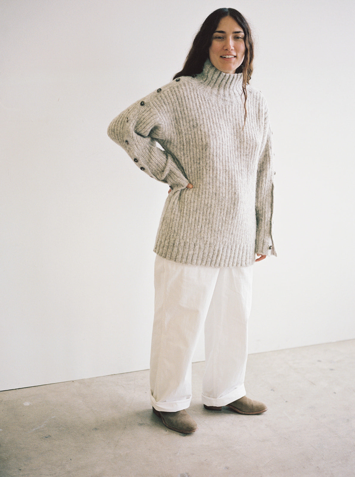 Alta Button Turtleneck - Fog
