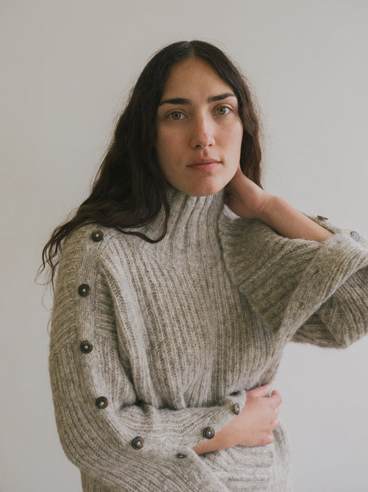 Alta Button Turtleneck - Fog