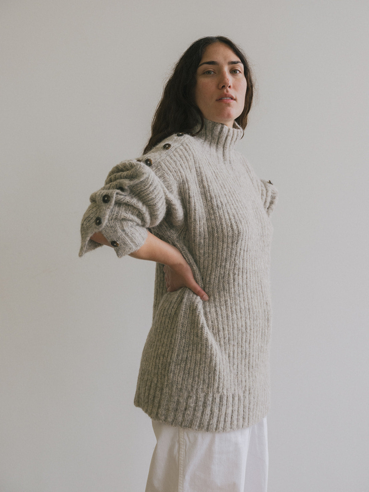 Alta Button Turtleneck - Fog