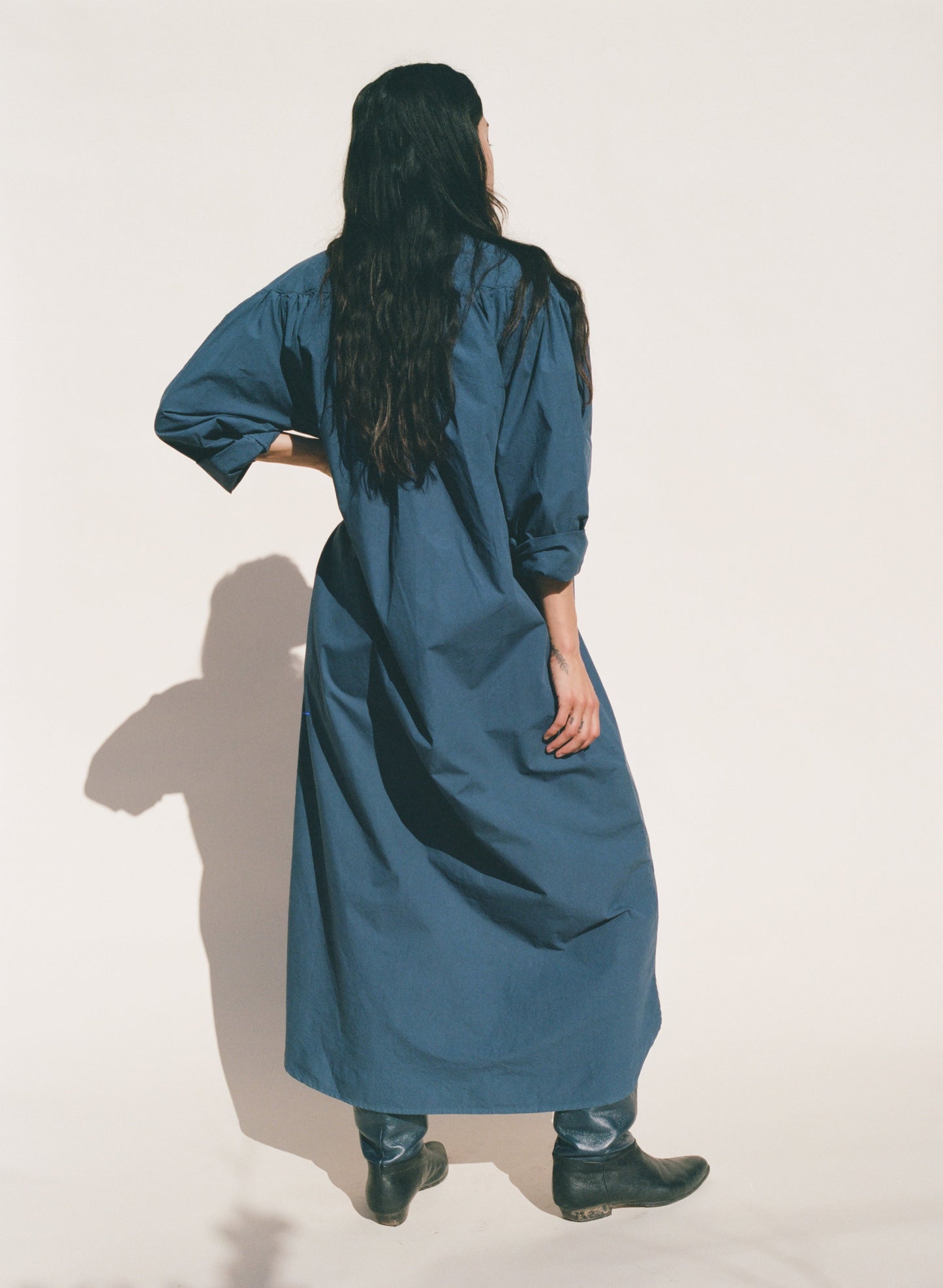 Mari Shirred Dress - Indigo