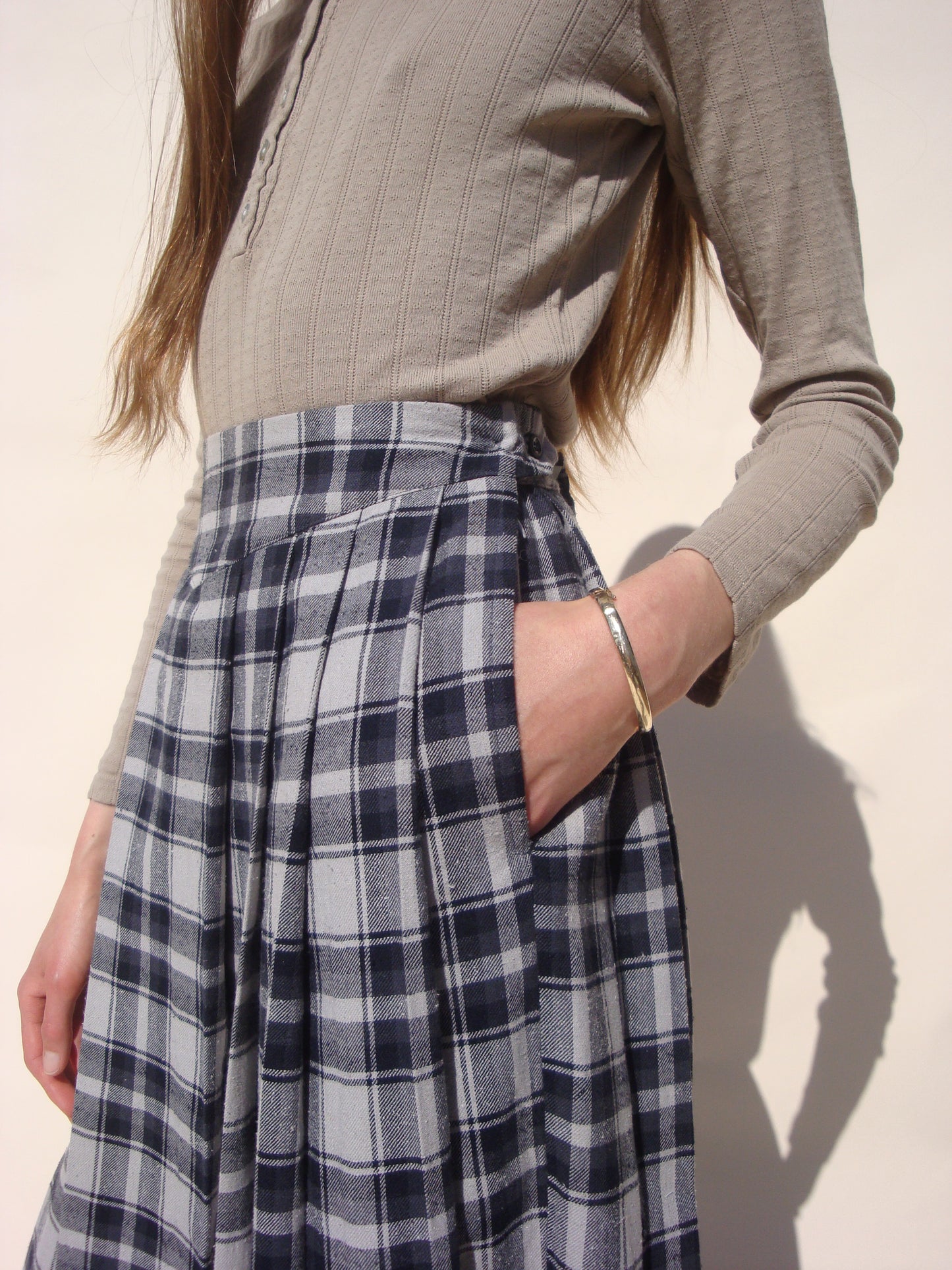 Bower Pleated Skirt - Midnight Tartan
