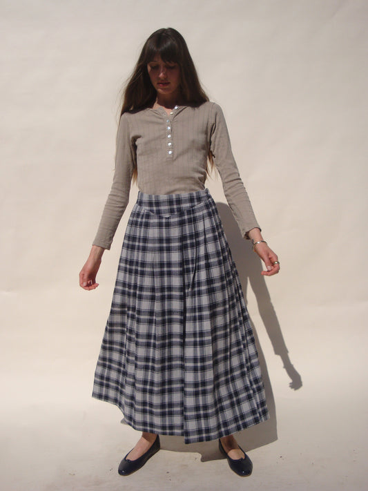 Bower Pleated Skirt - Midnight Tartan