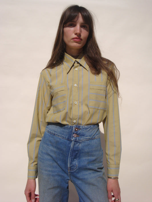 Court Button Down Shirt - Mustard Stripe