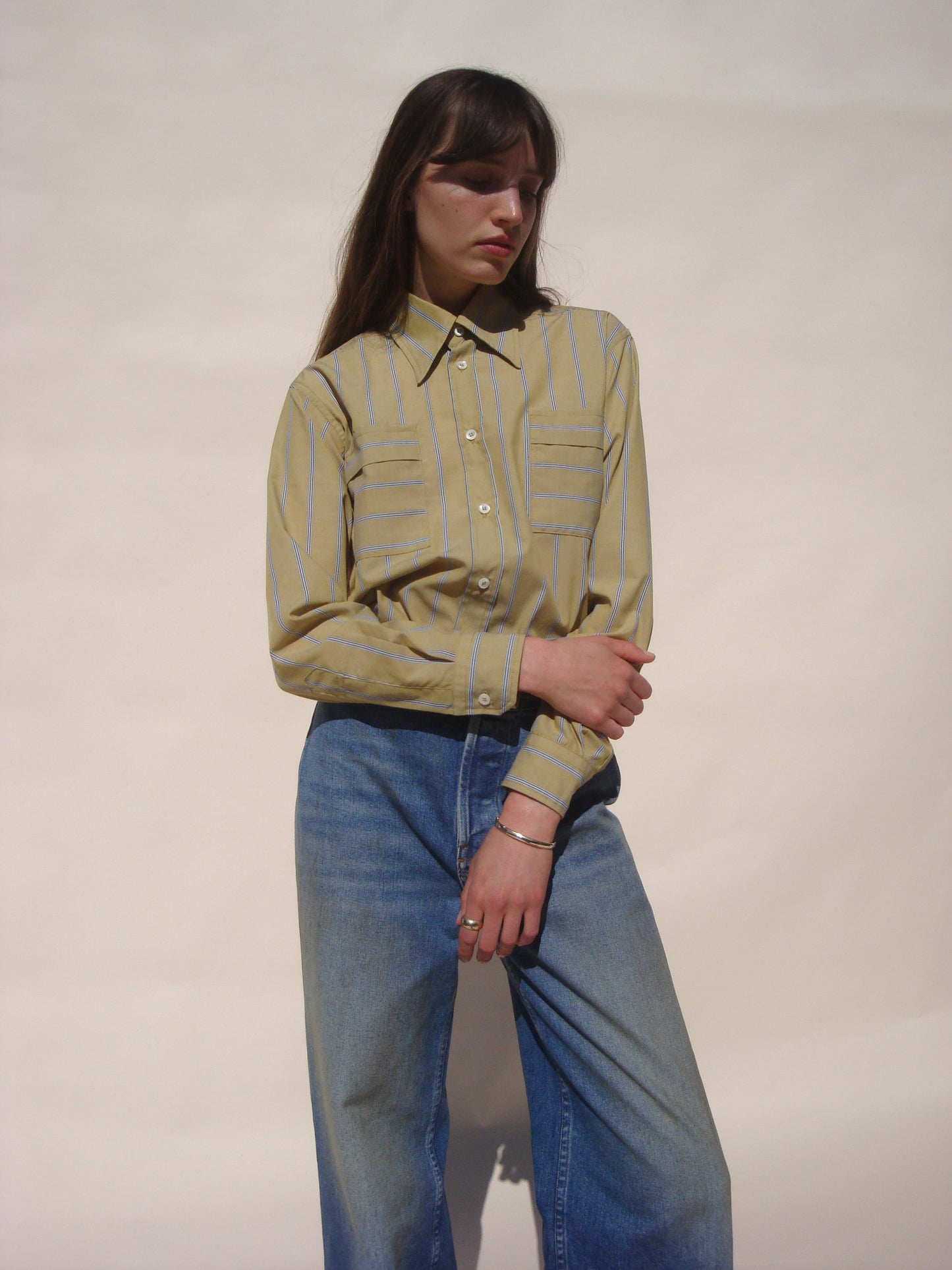 Court Button Down Shirt - Mustard Stripe