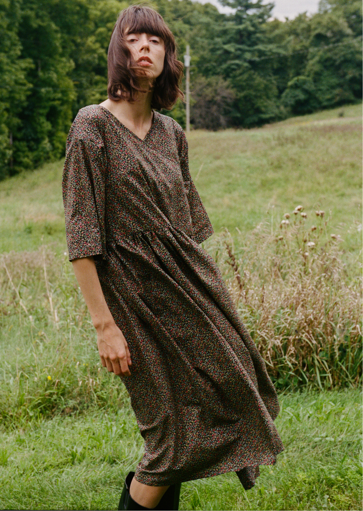 Evie Dress - Noir Ditsy