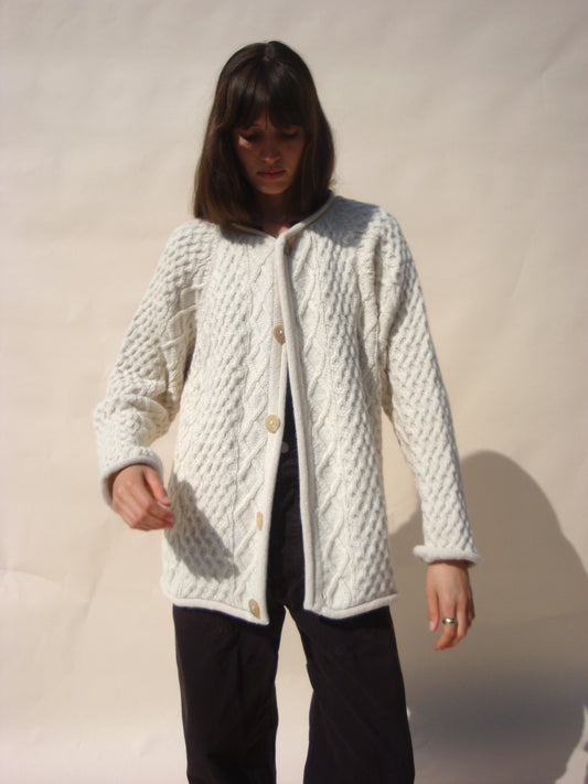Gardeners Cable Cardigan - Snow