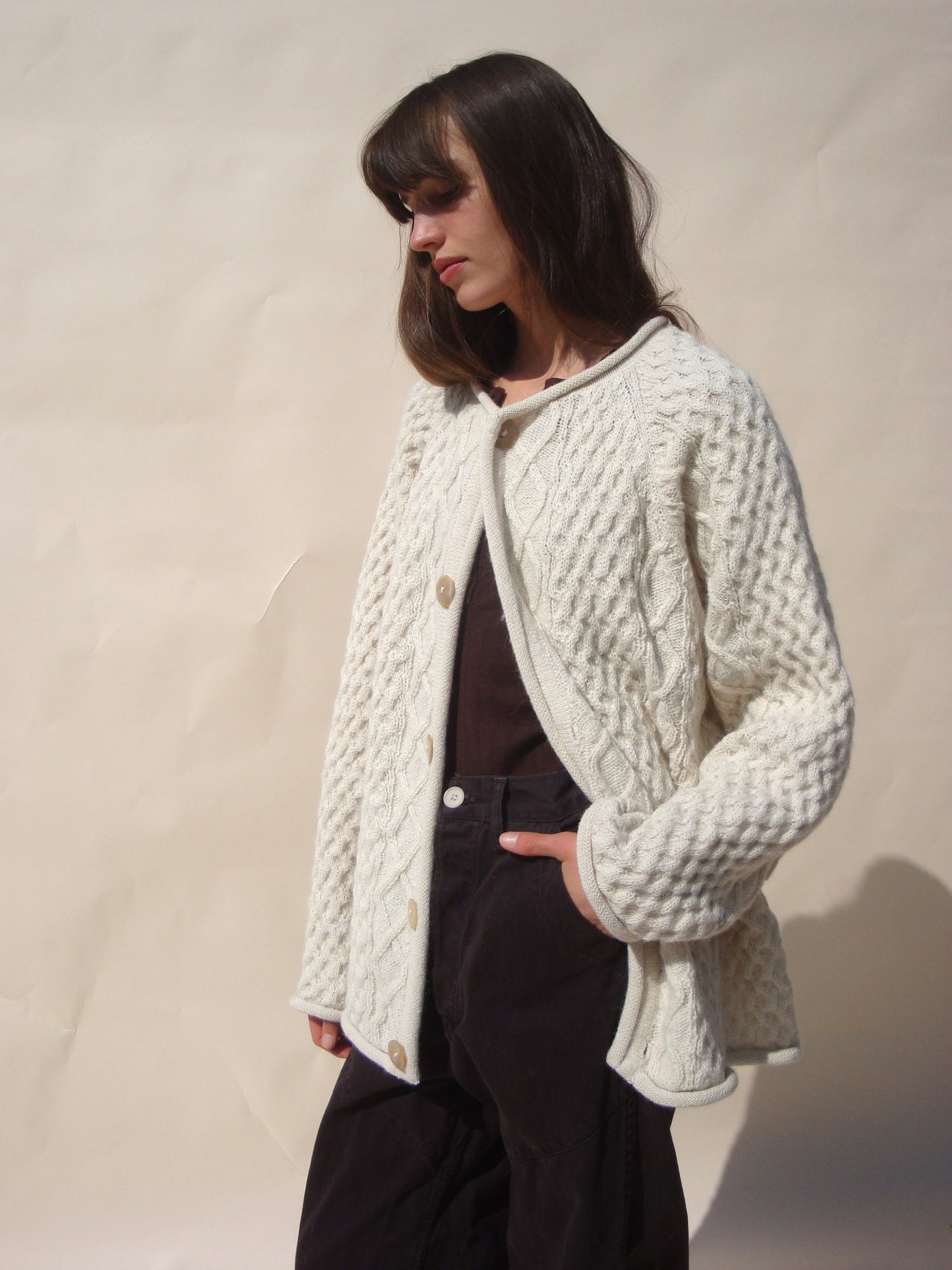 Gardeners Cable Cardigan - Snow