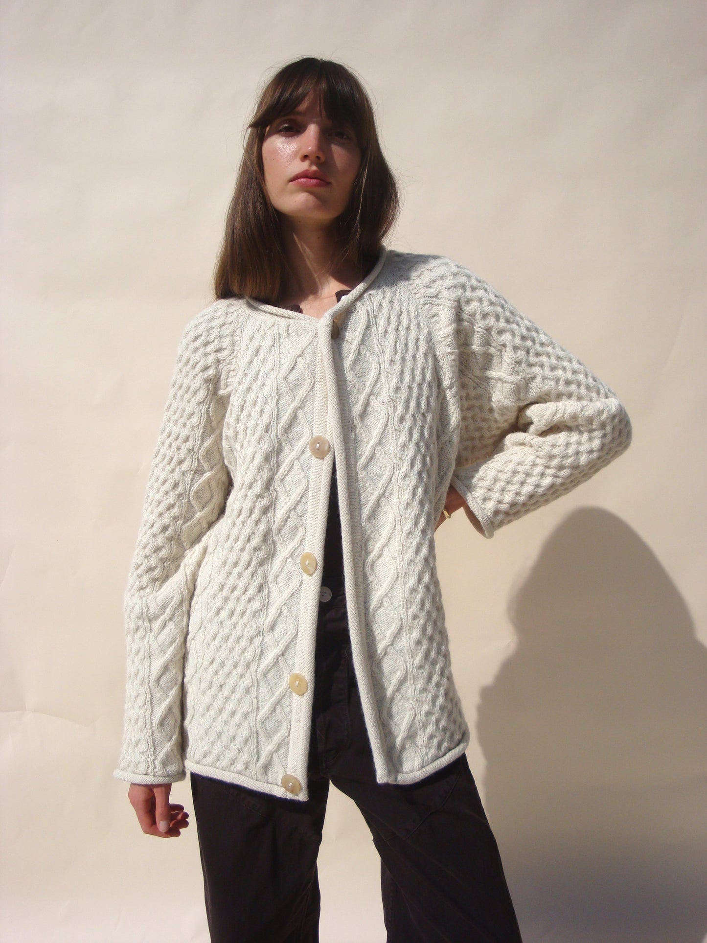 Gardeners Cable Cardigan - Snow
