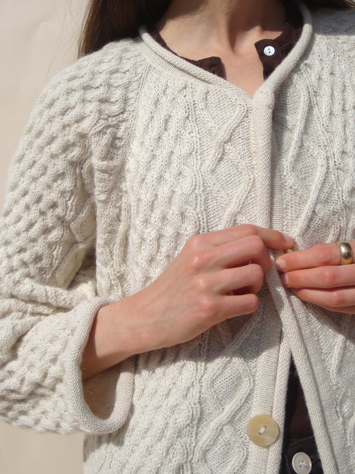 Gardeners Cable Cardigan - Snow