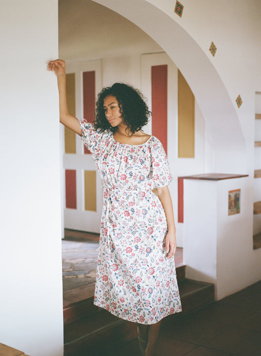 Jo Gather Dress - Perennial Floral