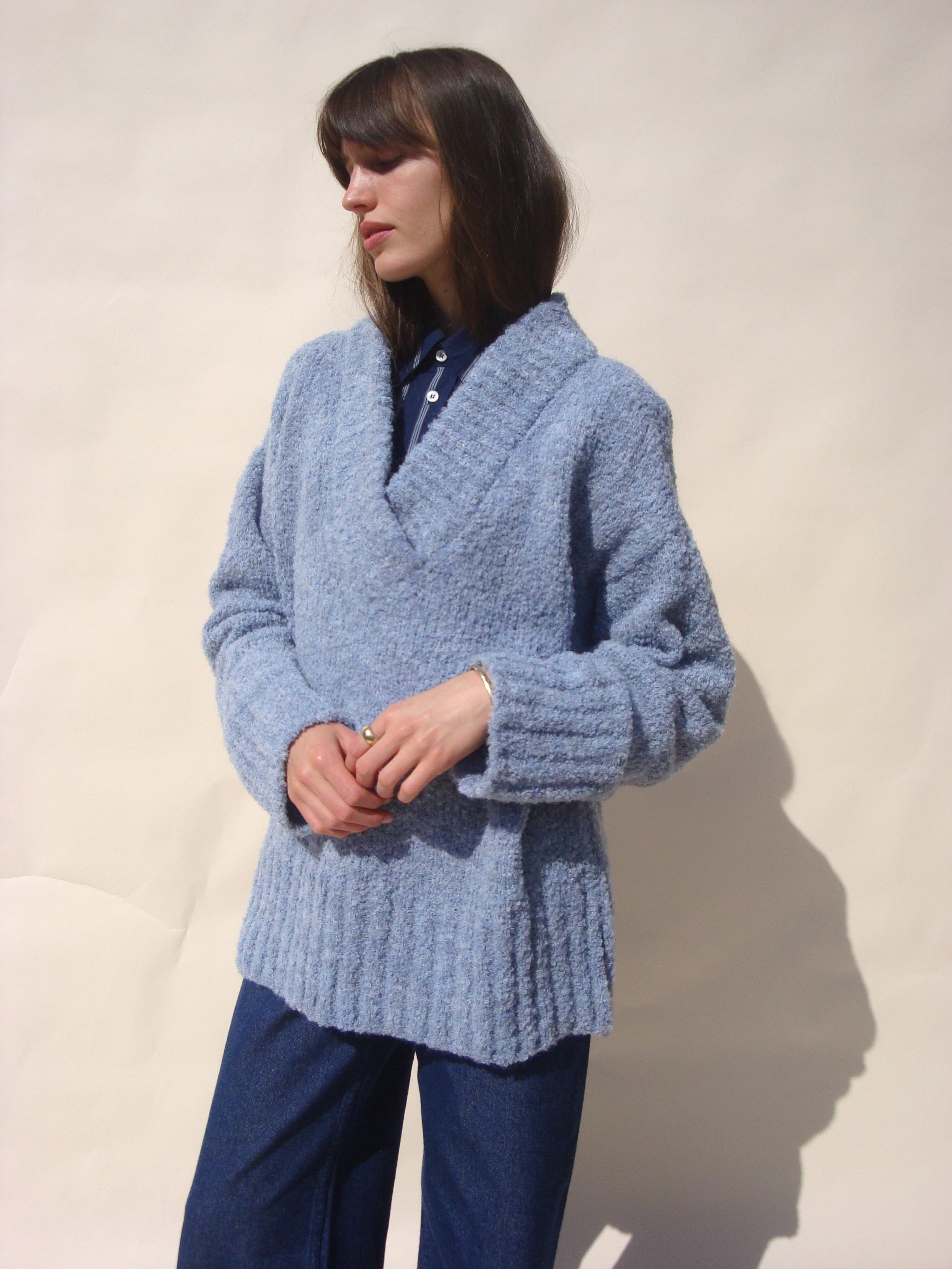 Misha V Neck Sweater - Powder Blue | Emma Rothkopf