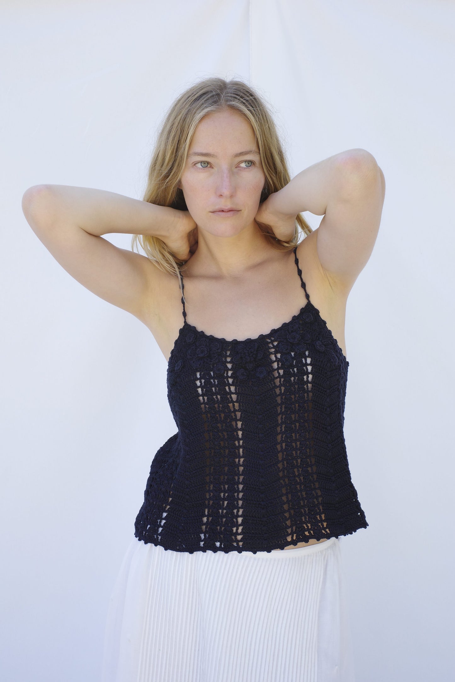 Karina Crochet Camisole - Navy