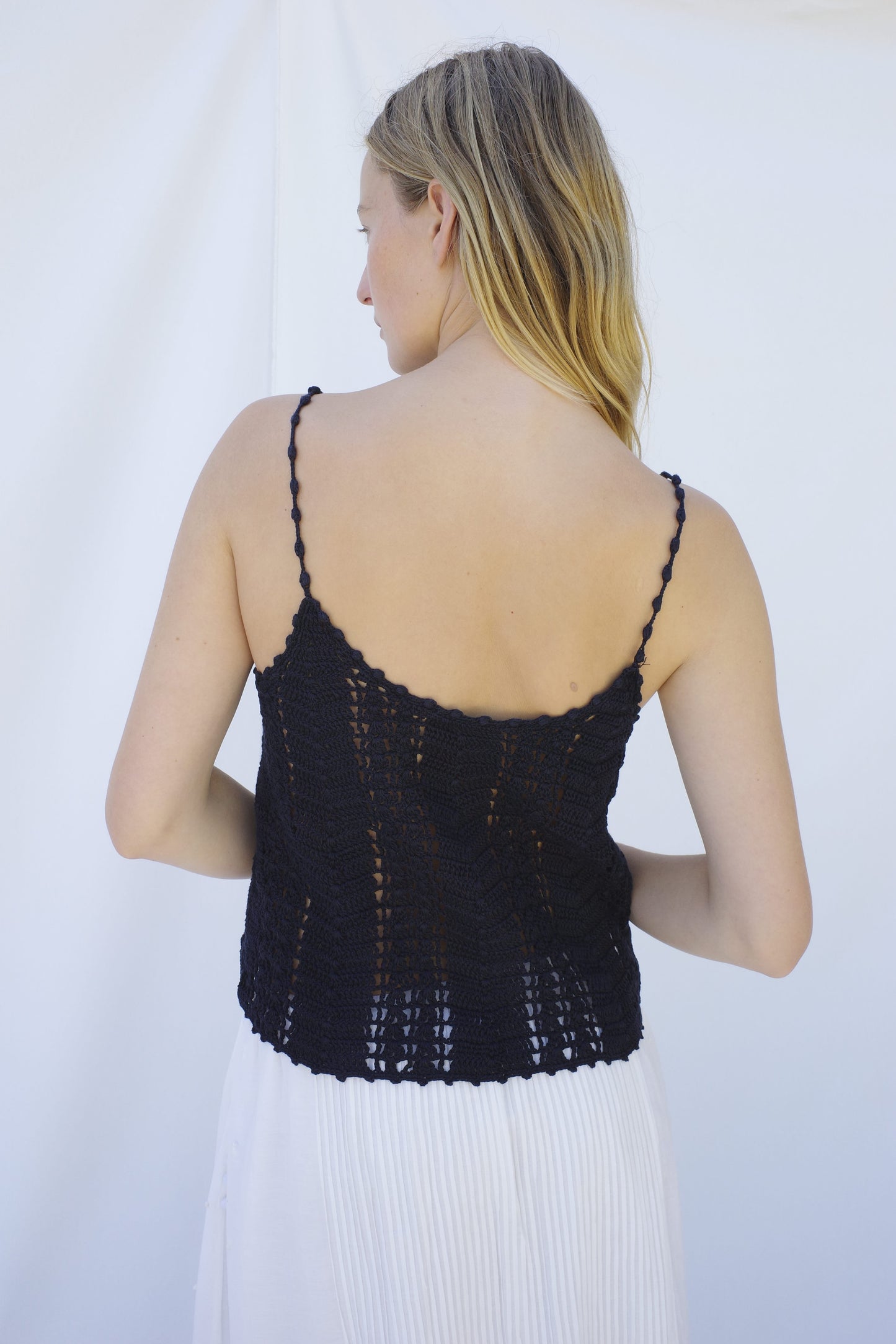 Karina Crochet Camisole - Navy