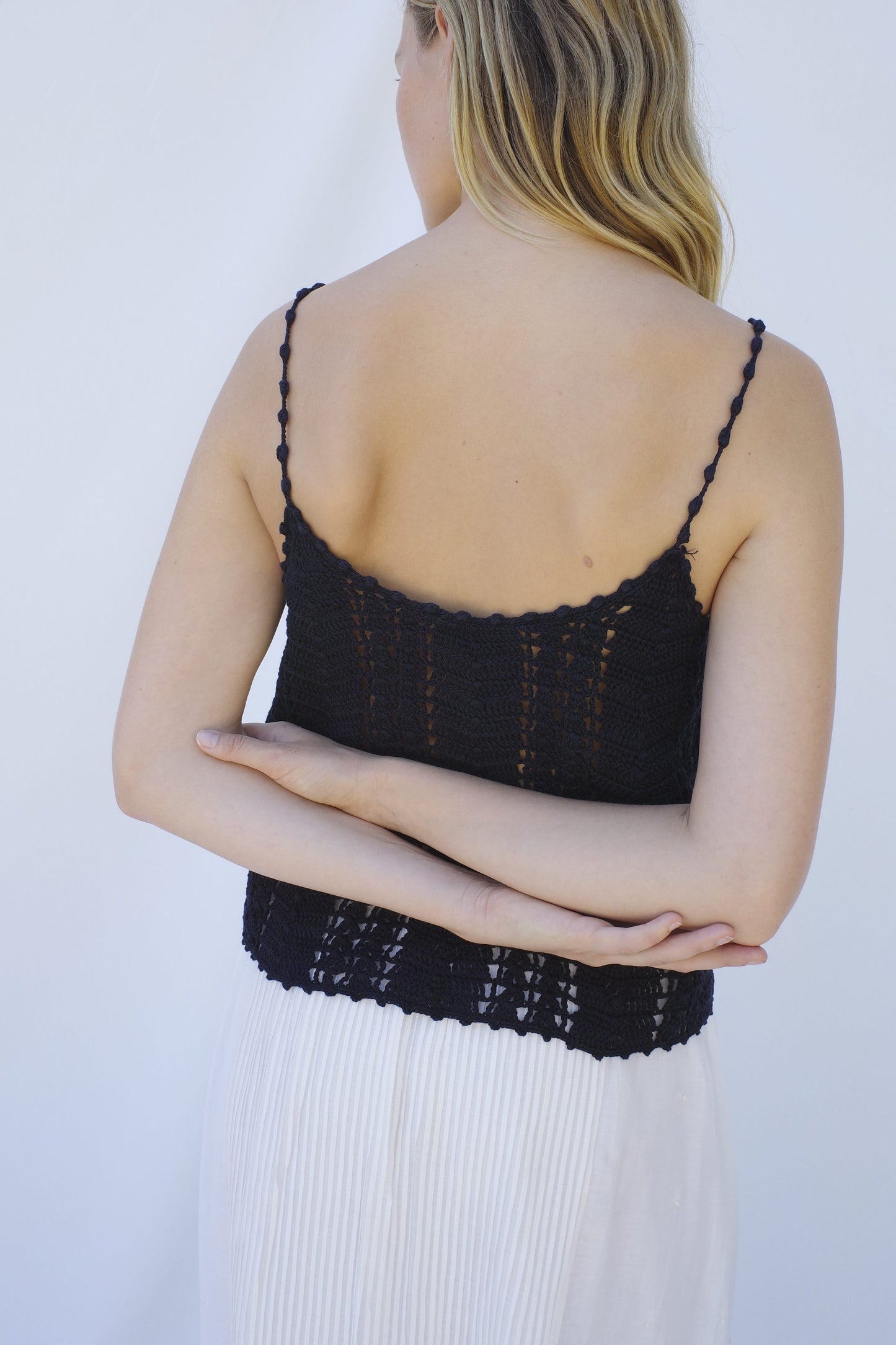 Karina Crochet Camisole - Navy