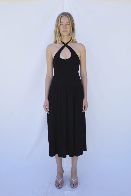 Isla Halter Dress - Jet Black