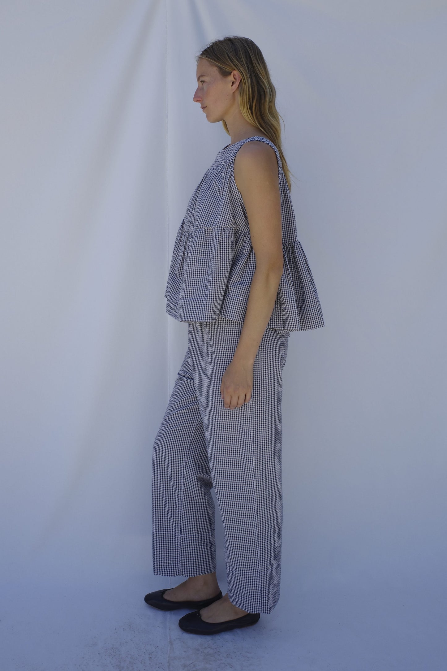 Carmen Swing Top - Navy Gingham