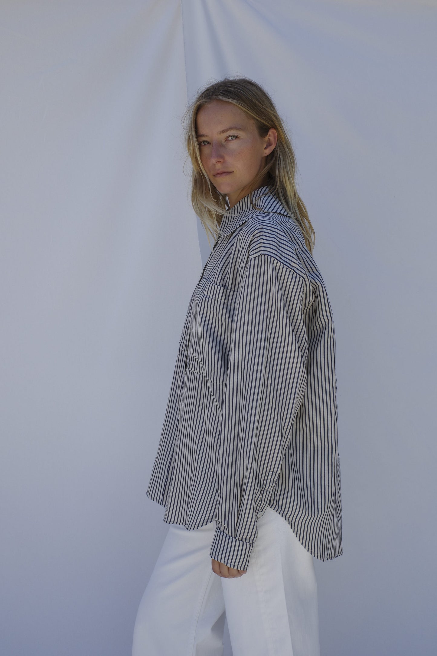 Hollis Oversized Shirt - Regatta Navy Stripe