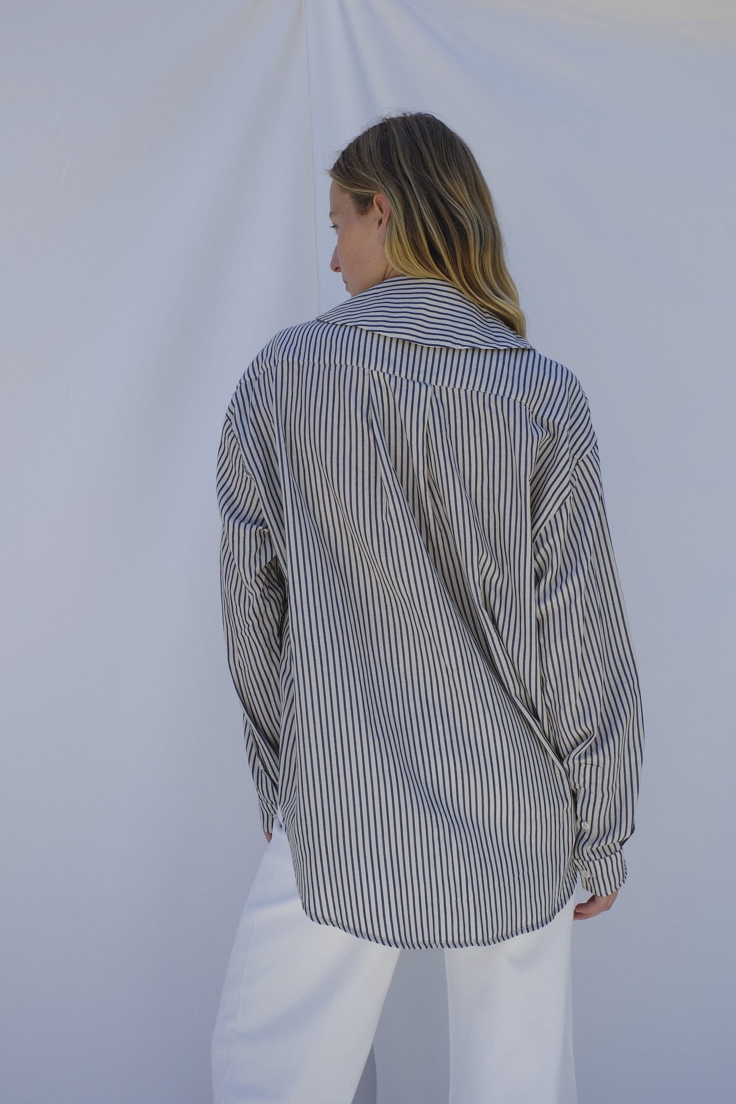 Hollis Oversized Shirt - Regatta Navy Stripe