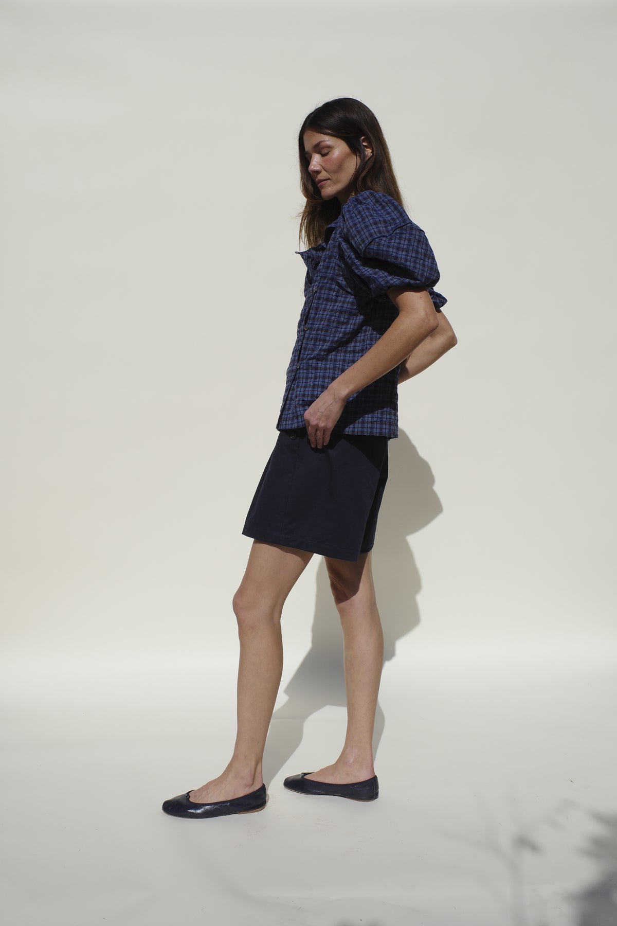 Agnes Short - Navy Nep Twill