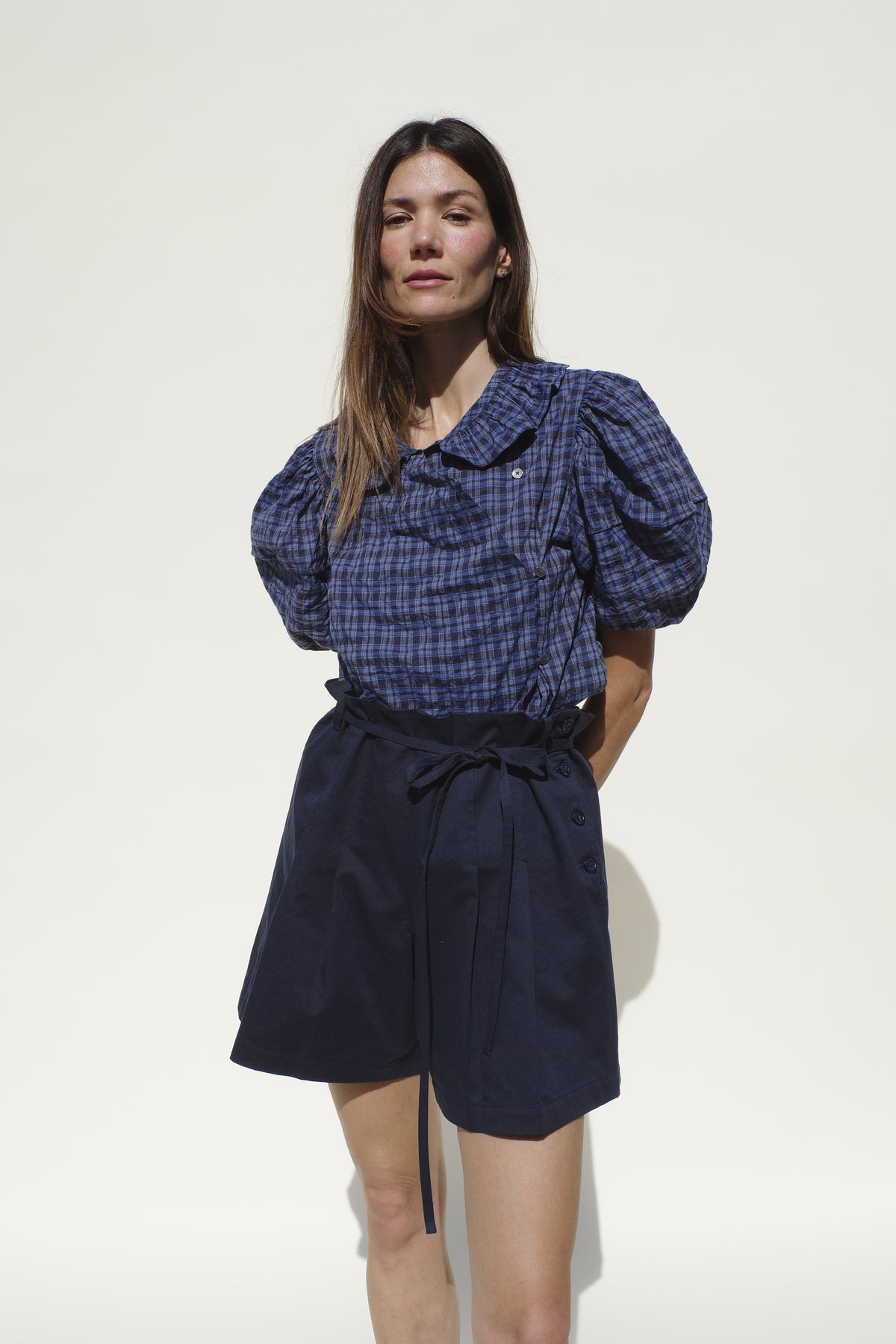Agnes Short - Navy Nep Twill