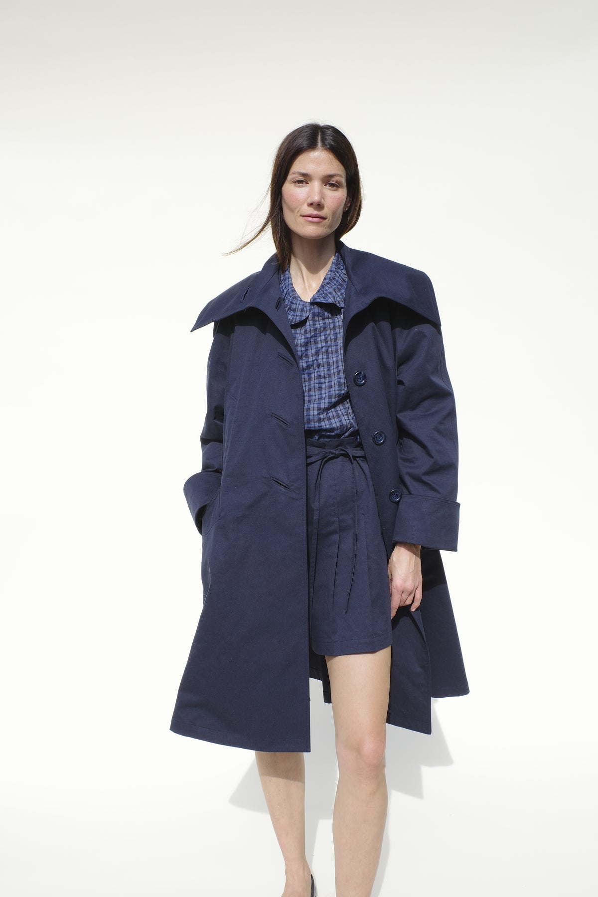 Beatrice Swing Jacket - Navy Nep Twill