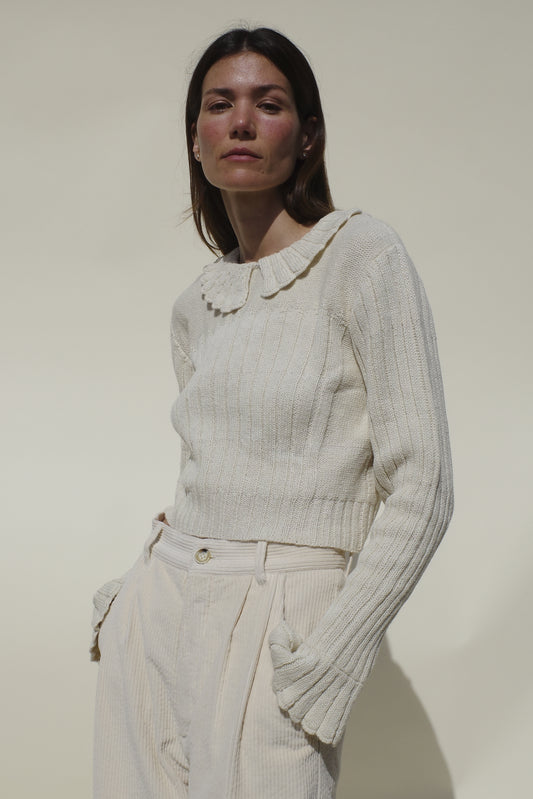Petal Collar Jumper - Milk