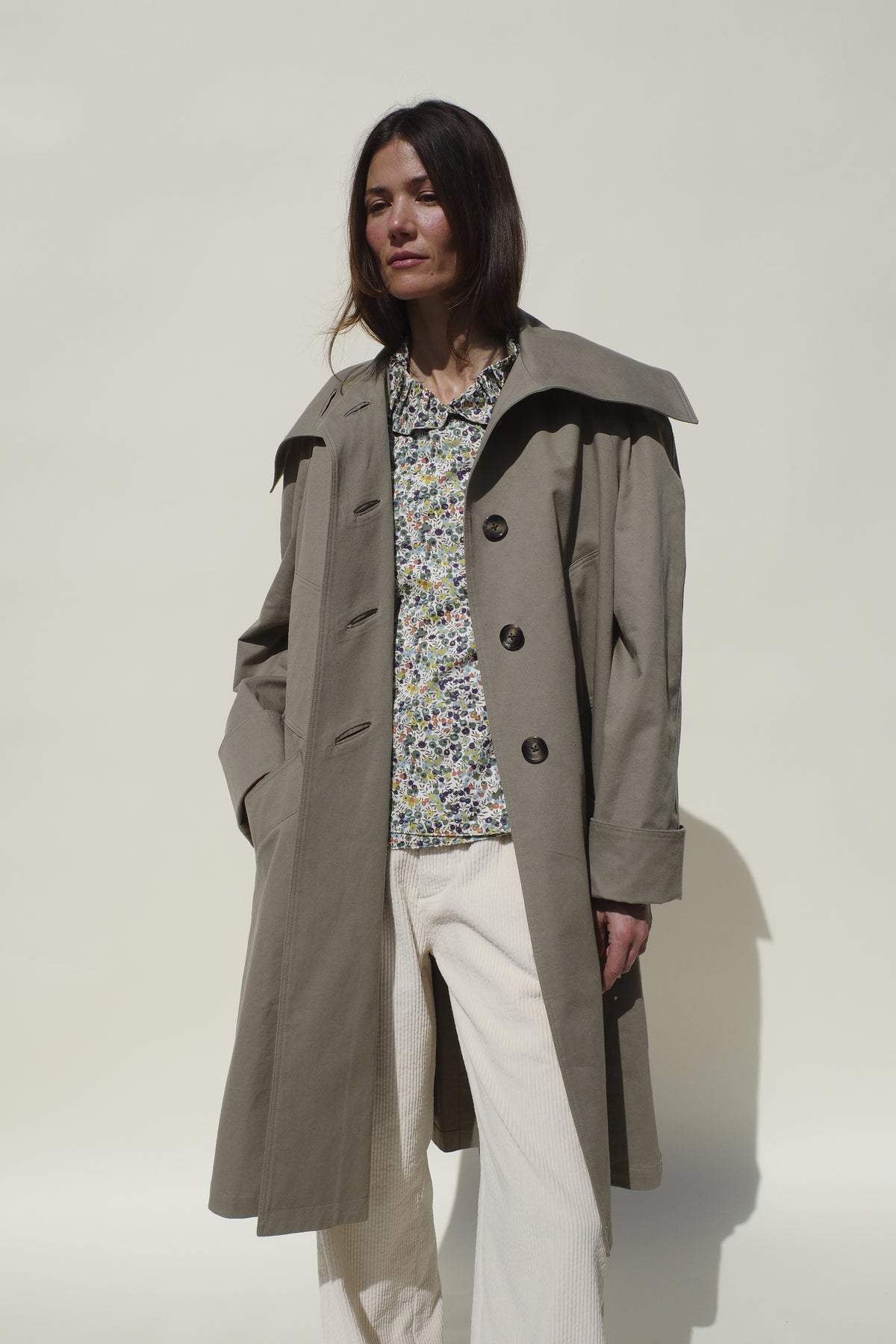 Beatrice Swing Jacket - Taupe Nep Twill