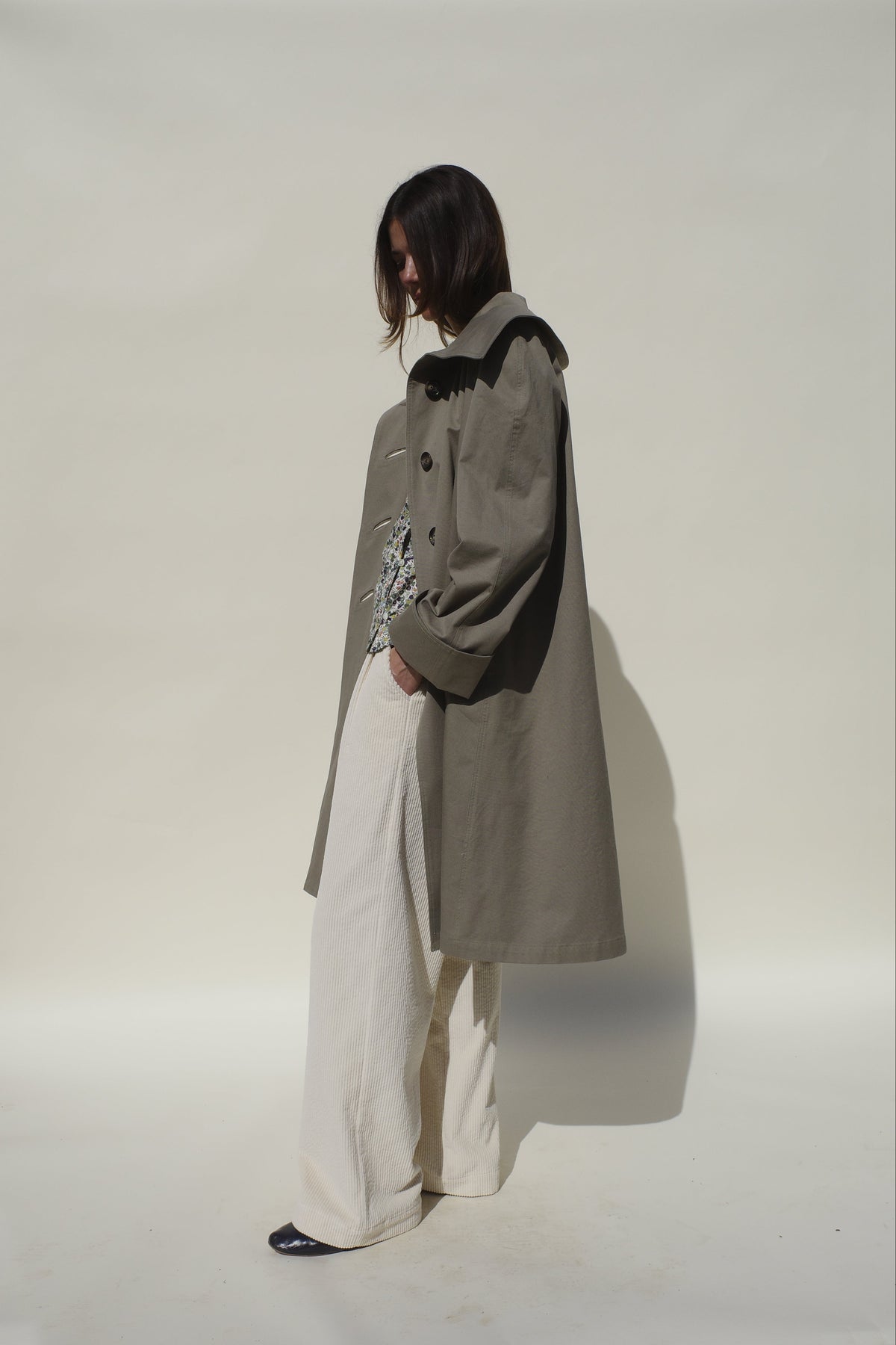 Beatrice Swing Jacket - Taupe Nep Twill