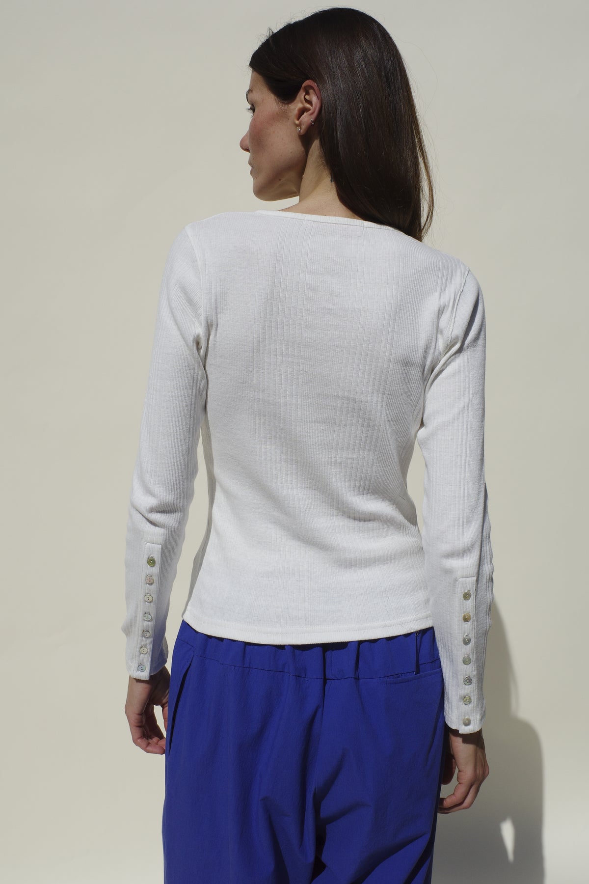 Rib Henley Tee - Milk