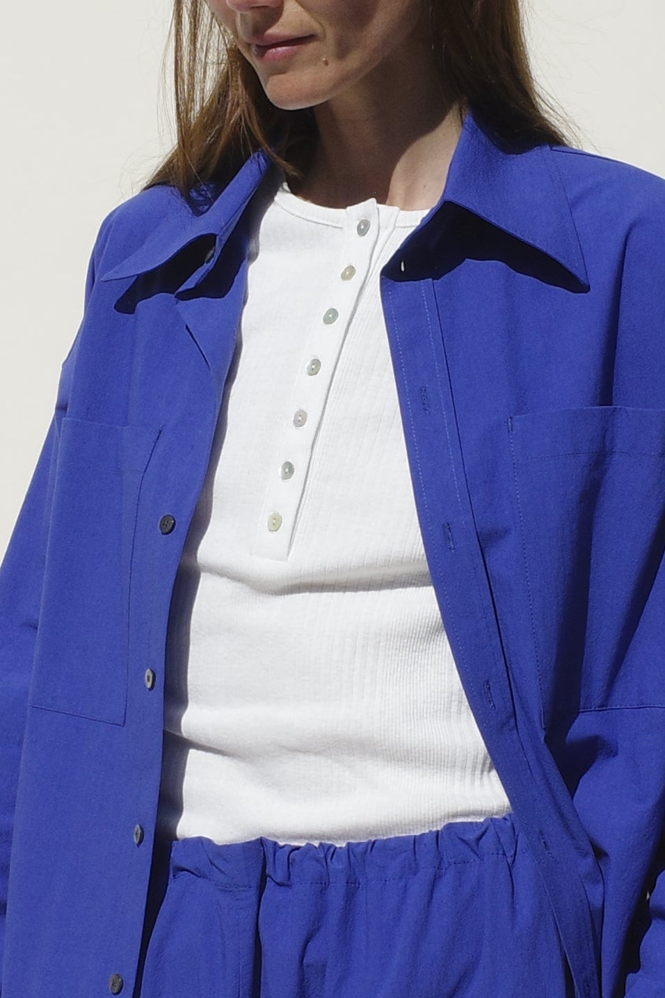 Rib Henley Tee - Milk