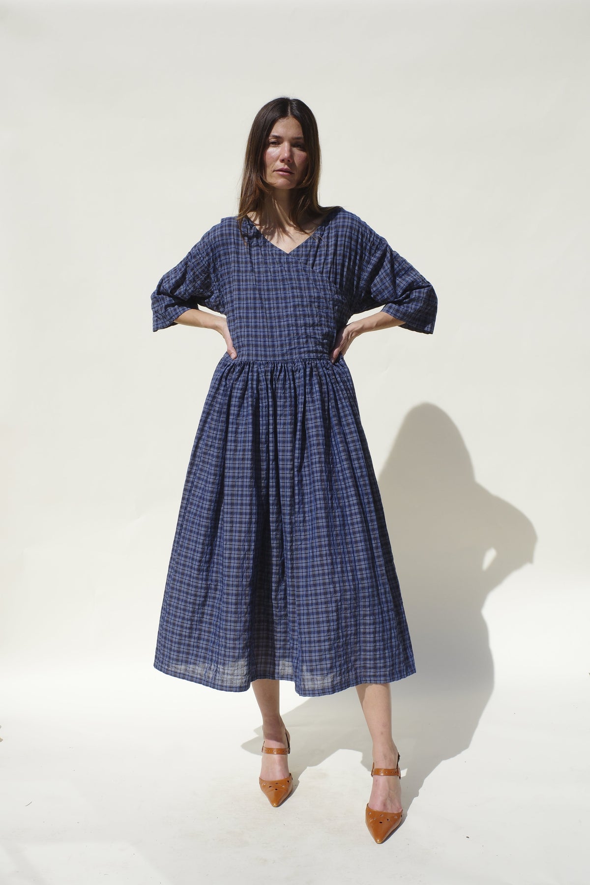 Evie Dress - Marine Check