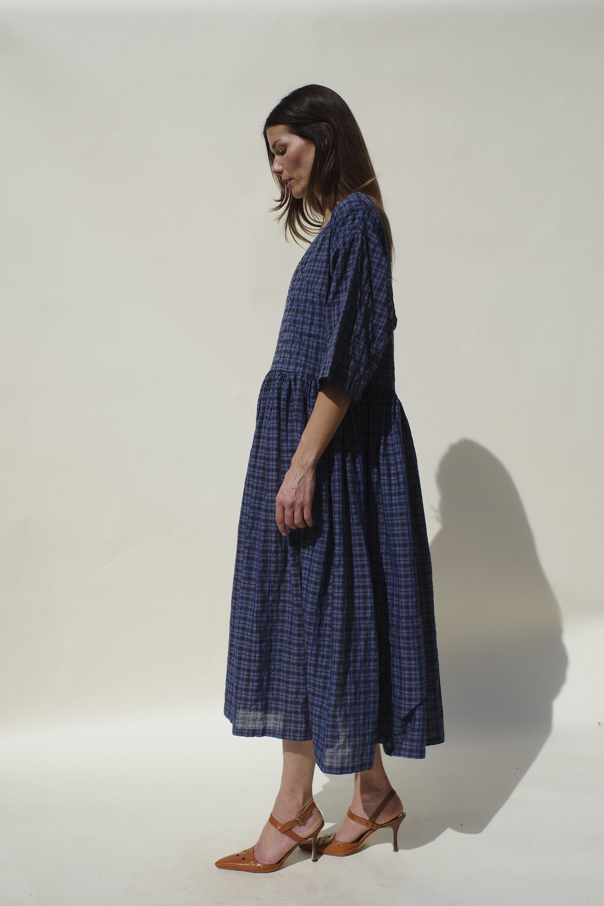 Evie Dress - Marine Check