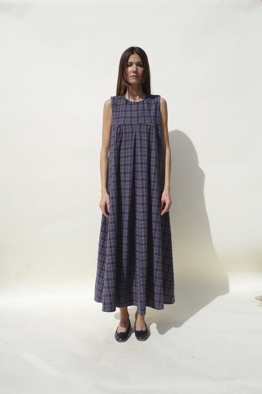 Iona Dress - Lapis Plaid