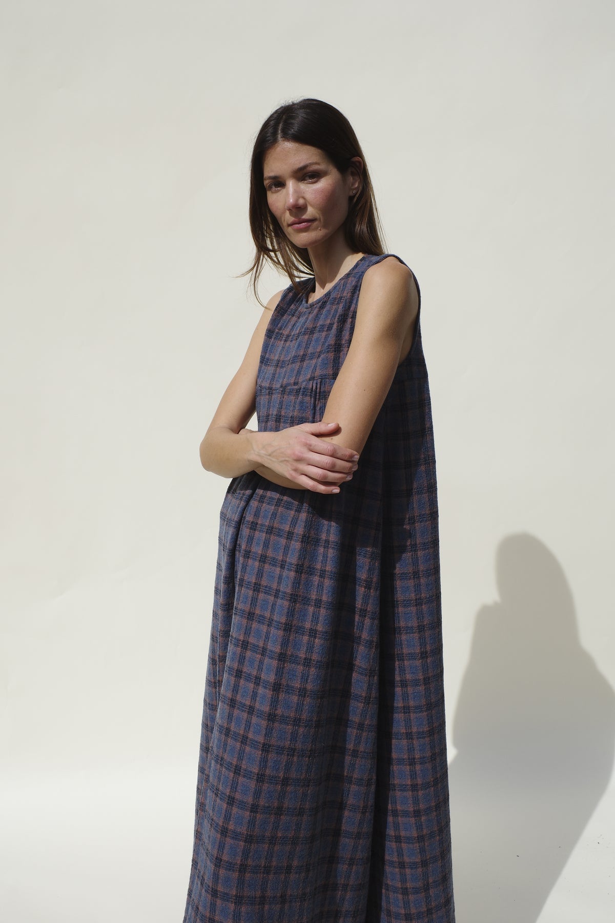 Iona Dress - Lapis Plaid