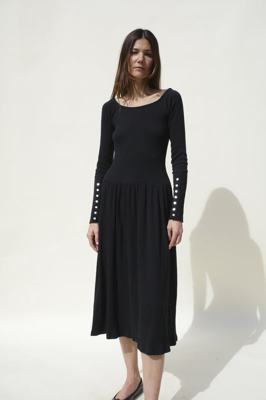 Rib Pina Dress - Jet Black
