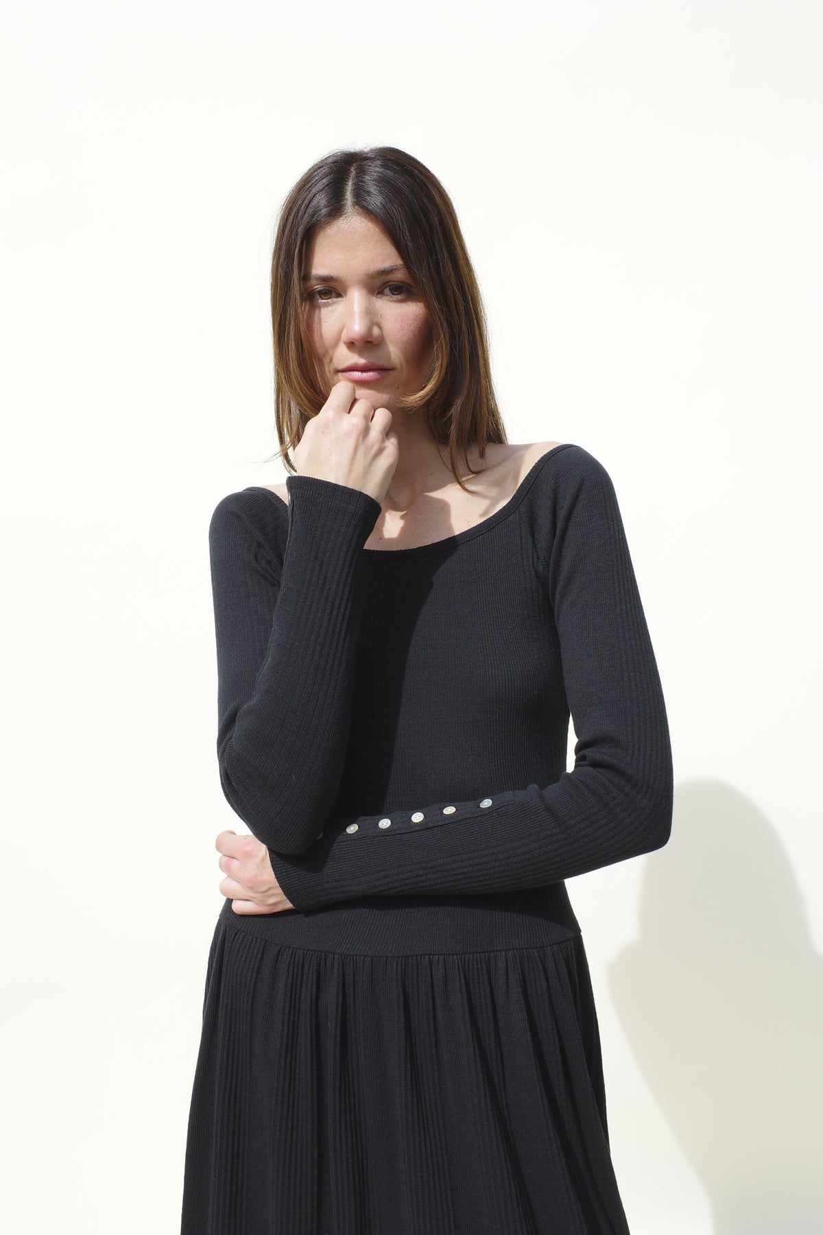 Rib Pina Dress - Jet Black