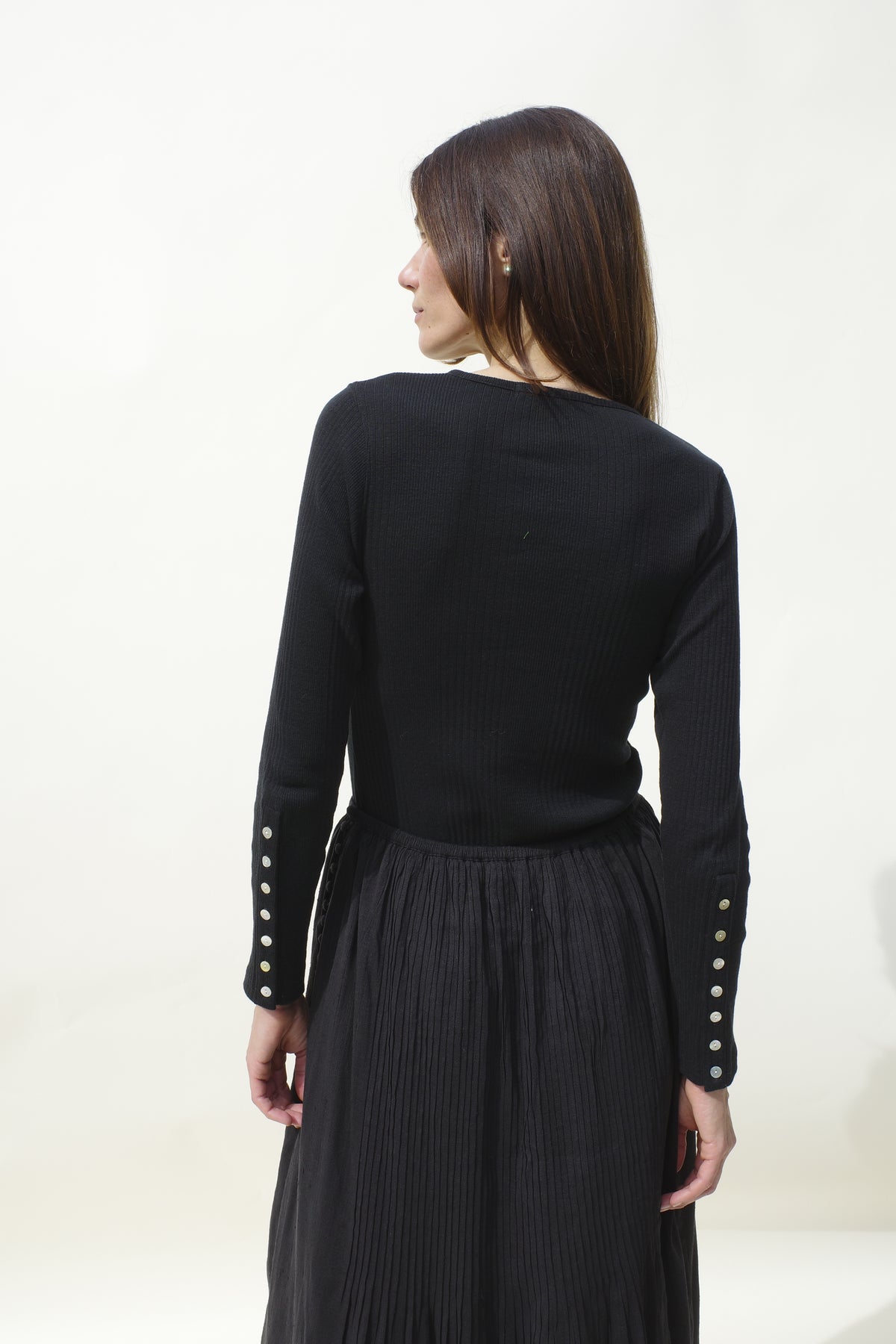 Rib Henley Tee - Jet Black