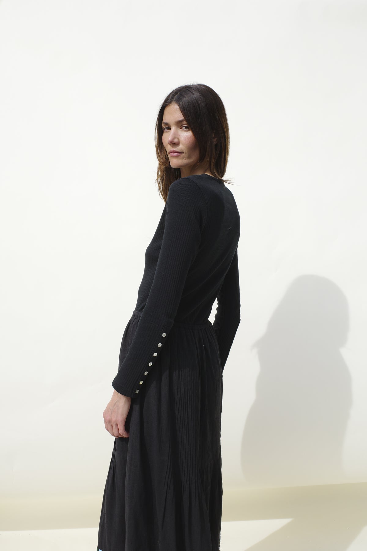 Rib Henley Tee - Jet Black